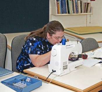 I was at Denman for a week of sewing with the fabulous May Martin. I looked like this a lot. - 1 May 2013